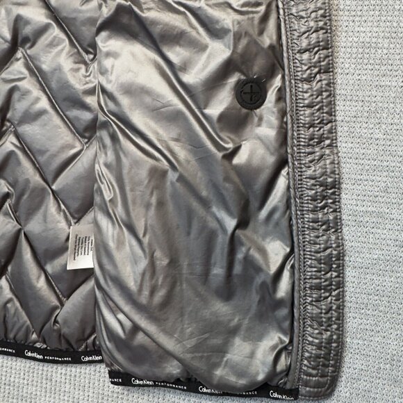 Calvin Klein Performance Womens Metallic Gray Puffer Vest Full Zip Size Small - Picture 8 of 15